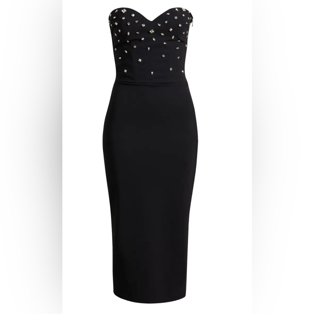 Chiara Boni La Petite Robe Mahta Rhinestone Detail Strapless Cocktail Dress - Picture 4 of 14